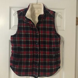 Blue & red plaid vest